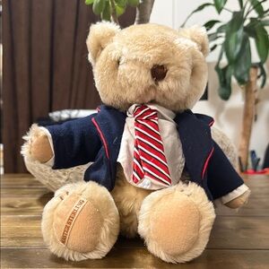 Master sterling Teddy Bear with Navy Jacket and Red Striped Tie